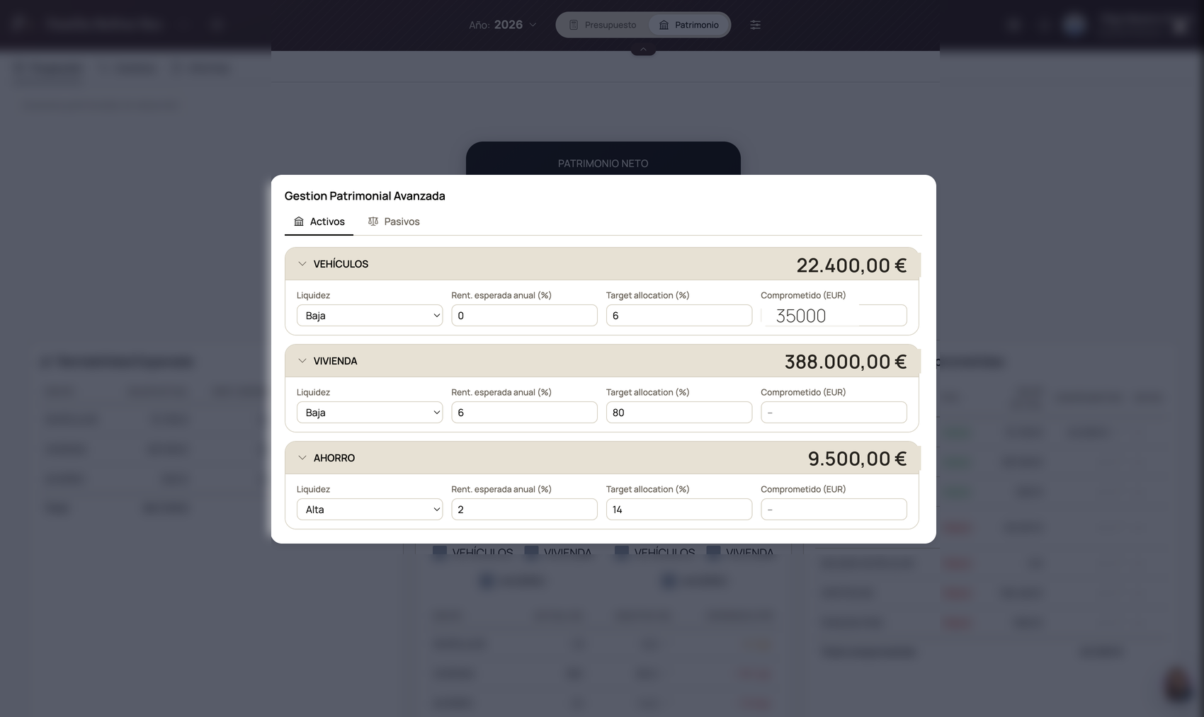Fersity — configuración avanzada del patrimonio