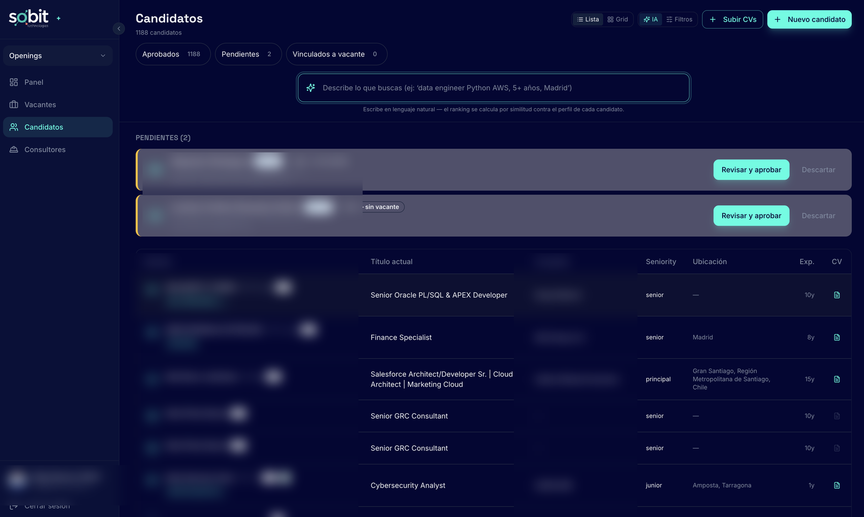 Sobit — natural-language candidate search