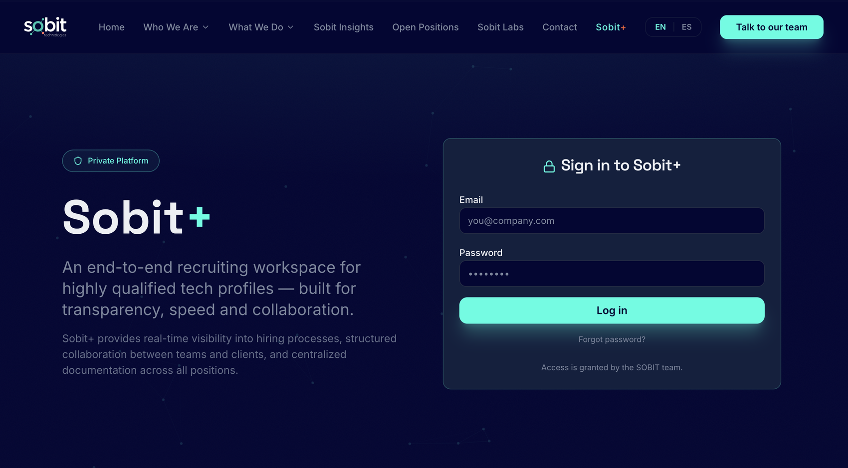Sobit+ client portal